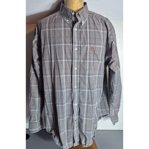 Ariat Pro Mens Button-Up Shirt XL Gray Red Black Plaid